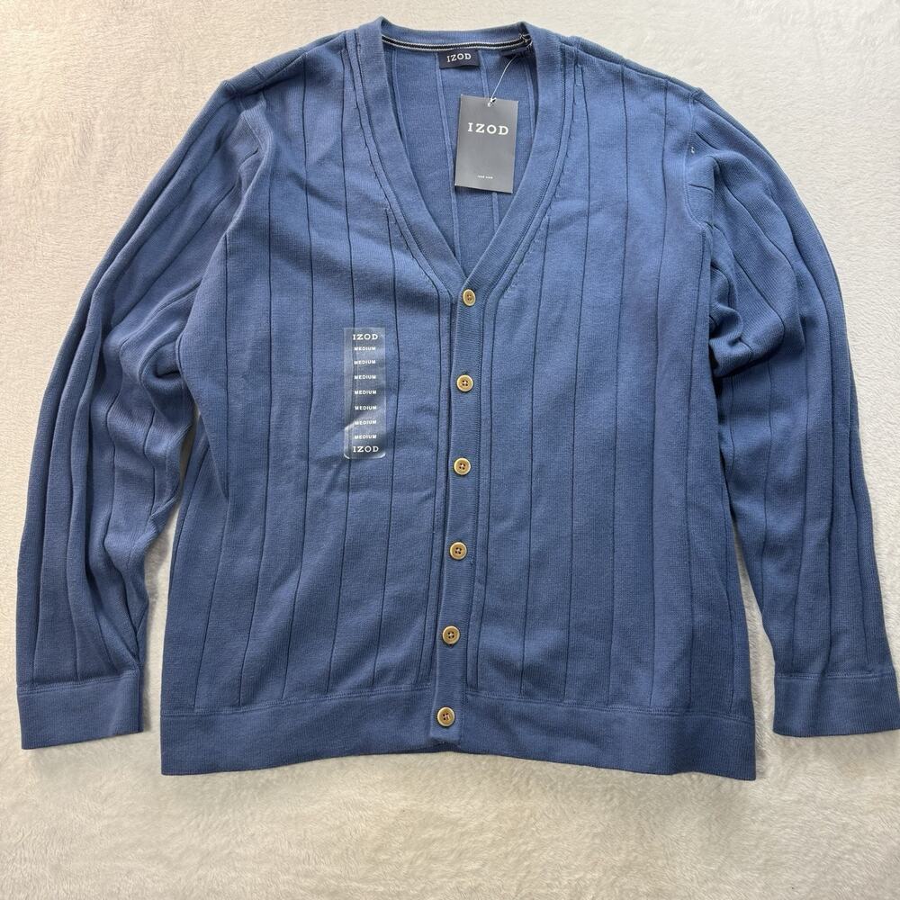 Vtg NWT Cotton Cardigan Sweater Blue Men’s Medium Grandpa Indie Academia Preppy